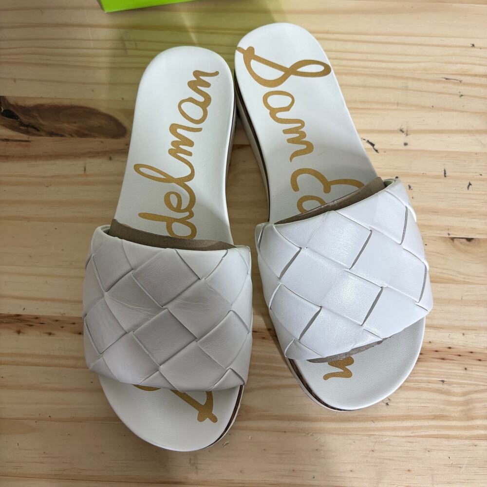 Sam Edelman Women Size 7.5 Adaley Slide Sandals White Slip On Open Toe - Picture 2 of 8